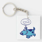 Blue Cartoon Dog denken aan bot Acrylische Sleutel Sleutelhanger (Voorkant)