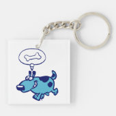 Blue Cartoon Dog denken aan bot Acrylische Sleutel Sleutelhanger (Achterkant)