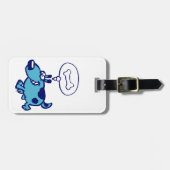 Blue Cartoon Dog die denkt aan bot Bagagelabel (Voorkant horizontaal)