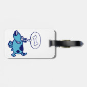 Blue Cartoon Dog die denkt aan bot Bagagelabel (Achterkant horizontaal)