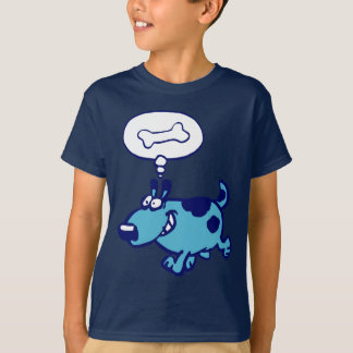 Blue Cartoon Dog die denkt aan bot Children T-shir T-shirt