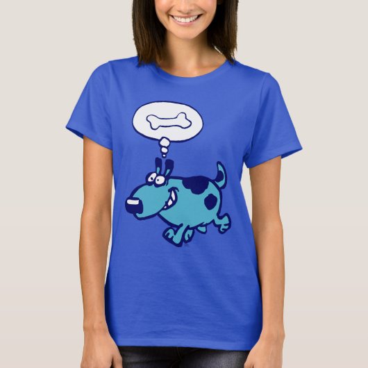 Blue Cartoon Dog die denkt aan bot Women T-shirt (Voorkant)