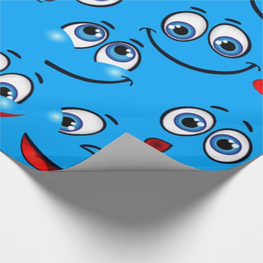 Blue Cartoon Face Pattern Cadeaupapier (Hoek)