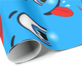 Blue Cartoon Face Pattern Cadeaupapier (Rol Hoek)