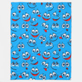 Blue Cartoon Face Pattern Fleece Deken (Voorkant)