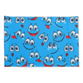 Blue Cartoon Face Pattern Kussensloop (Achterkant-Rechts)