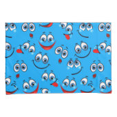 Blue Cartoon Face Pattern Kussensloop (Voorkant-Rechts)