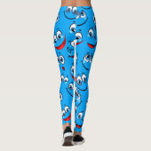 Blue Cartoon Face Pattern Leggings (Achterkant)
