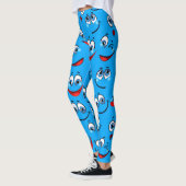 Blue Cartoon Face Pattern Leggings (Links)