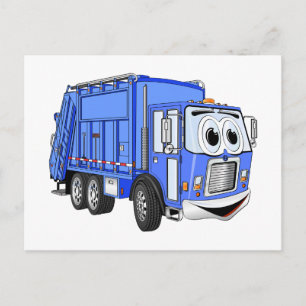 Blue Cartoon Garbage Truck Cartoon Briefkaart