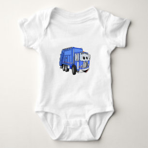 Blue Cartoon Garbage Truck Cartoon Romper