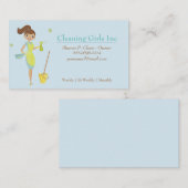 Blue Cartoon Girl House schoonmaakservice Visitekaartje (Voorkant / Achterkant)