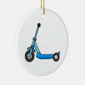 Blue Cartoon Kick/Push Scooter Keramisch Ornament (Rechts)