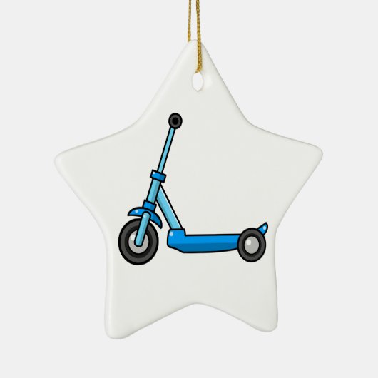 Blue Cartoon Kick/Push Scooter Keramisch Ornament (Rechts)