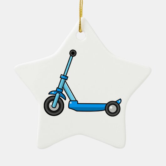 Blue Cartoon Kick/Push Scooter Keramisch Ornament (Voorkant)