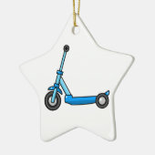 Blue Cartoon Kick/Push Scooter Keramisch Ornament (Links)