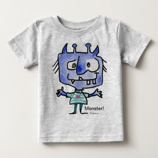 Blue Cartoon Monster #22 Baby T Shirt (Voorkant)