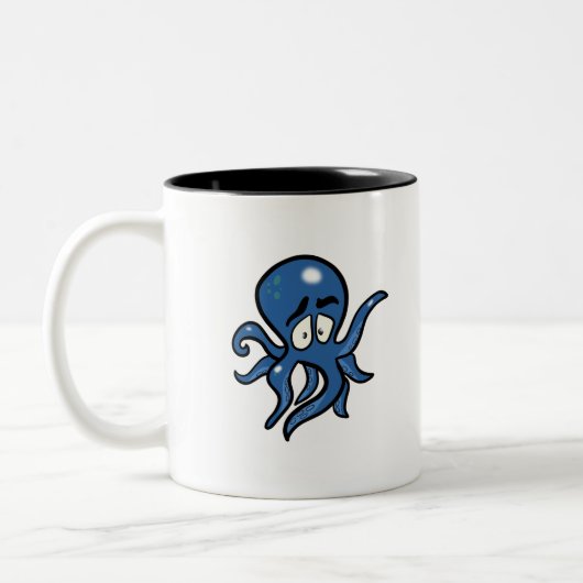 Blue Cartoon Octopus Two-Tone Coffee Mok (Links)