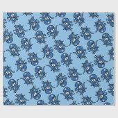 Blue Cartoon Octopus Wrapping Paper Cadeaupapier (Vlak)