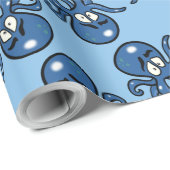 Blue Cartoon Octopus Wrapping Paper Cadeaupapier (Rol Hoek)