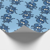 Blue Cartoon Octopus Wrapping Paper Cadeaupapier (Hoek)