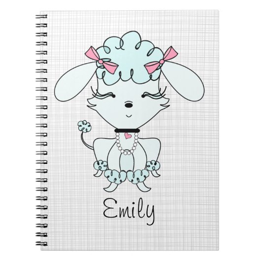 Blue Cartoon Poodle-laptop op maat Notitieboek (Voorkant)