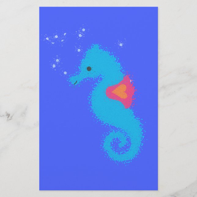 Blue Cartoon Seahorse (Voorkant)