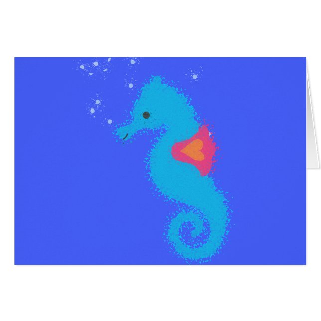 Blue Cartoon Seahorse (Voorkant Horizontaal)