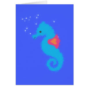 Blue Cartoon Seahorse