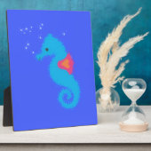 Blue Cartoon Seahorse Fotoplaat (Zijkant)
