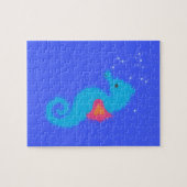 Blue Cartoon Seahorse Legpuzzel (Horizontaal)