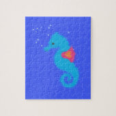 Blue Cartoon Seahorse Legpuzzel (Verticaal)