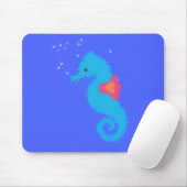 Blue Cartoon Seahorse Muismat (Met muis)