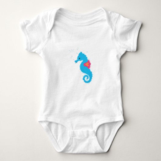 Blue Cartoon Seahorse Romper (Voorkant)