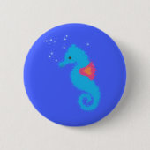 Blue Cartoon Seahorse Ronde Button 5,7 Cm (Voorkant)