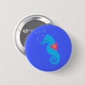 Blue Cartoon Seahorse Ronde Button 5,7 Cm (Voorkant /achterkant)