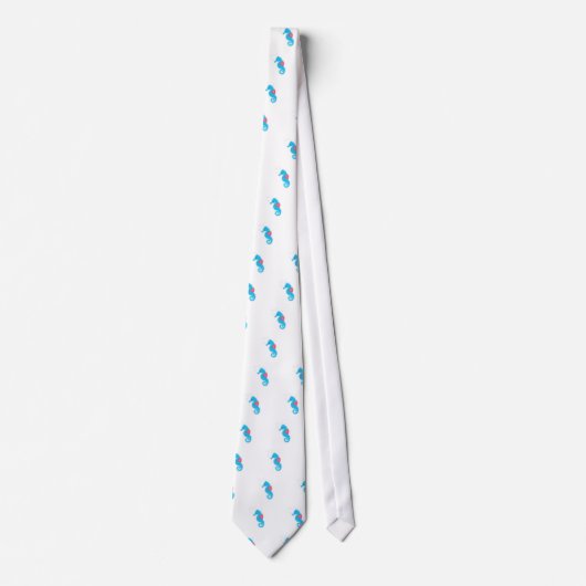 Blue Cartoon Seahorse Stropdas (Voorkant)