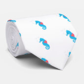 Blue Cartoon Seahorse Stropdas (Opgerold)