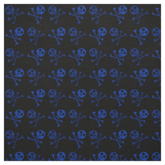 Blue Cartoon Skull Pattern Stof (Swatch)
