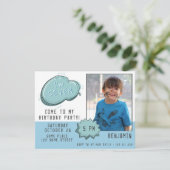 Blue Cartoon Speech Bubble Boy Foto van Birthday (Staand voorkant)