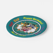 Blue Cartoon Superheld Comic Book Verjaardagsfeest Papieren Bordje (Gekanteld)