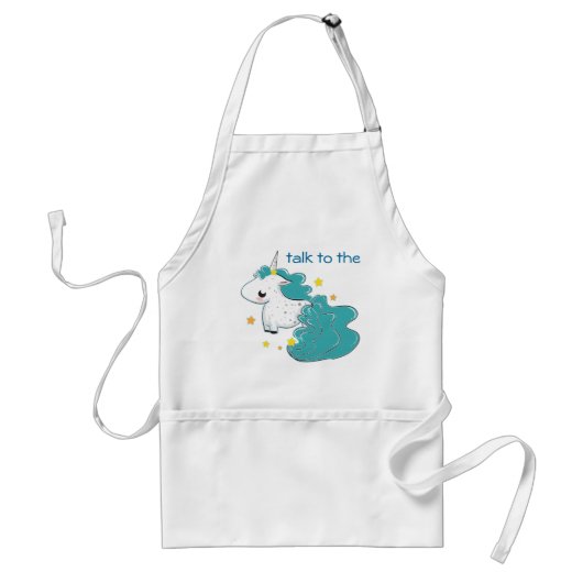 blue cartoon unicorn met sterren apron standaard schort (Voorkant)