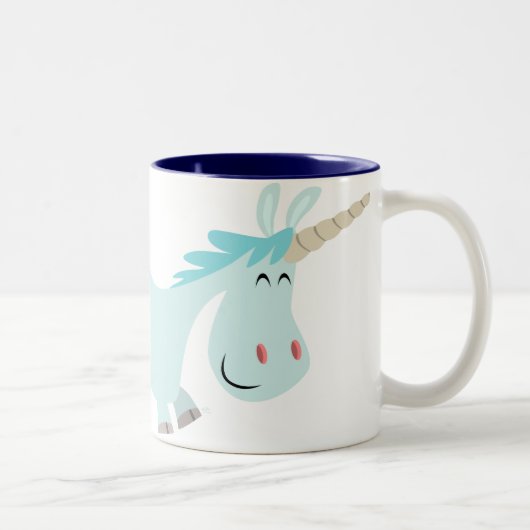 Blue Cartoon Unicorn mok (Rechts)