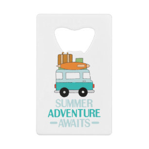 Blue Cartoon Van Best Family Adventure Vacties Creditkaart Flessenopener