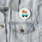 Blue Cartoon Van Best Family Adventure Vacties Ronde Button 5,7 Cm (In situ)