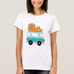 Blue Cartoon Van Best Family Adventure Vacties T-shirt