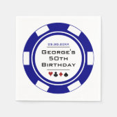 Blue Casino Poker Chip Birthday Napkins Servet (Voorkant)