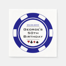 Blue Casino Poker Chip Birthday Napkins Servet