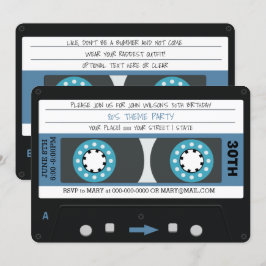 Blue Cassettebandje Retro 80s Birthday Party Kaart