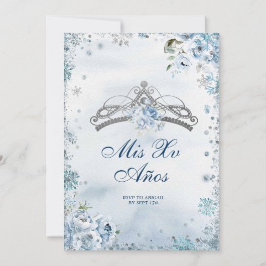 Blue Castle Palace Quinceanera Mexicaanse verjaard Kaart (Achterkant)